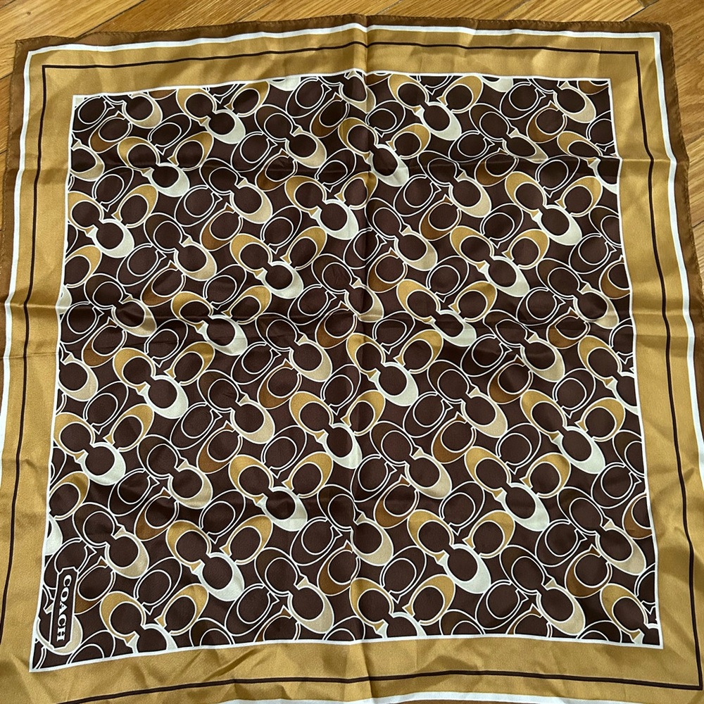 LIKE NEW COACH Brown and Tan Patterned Scarf